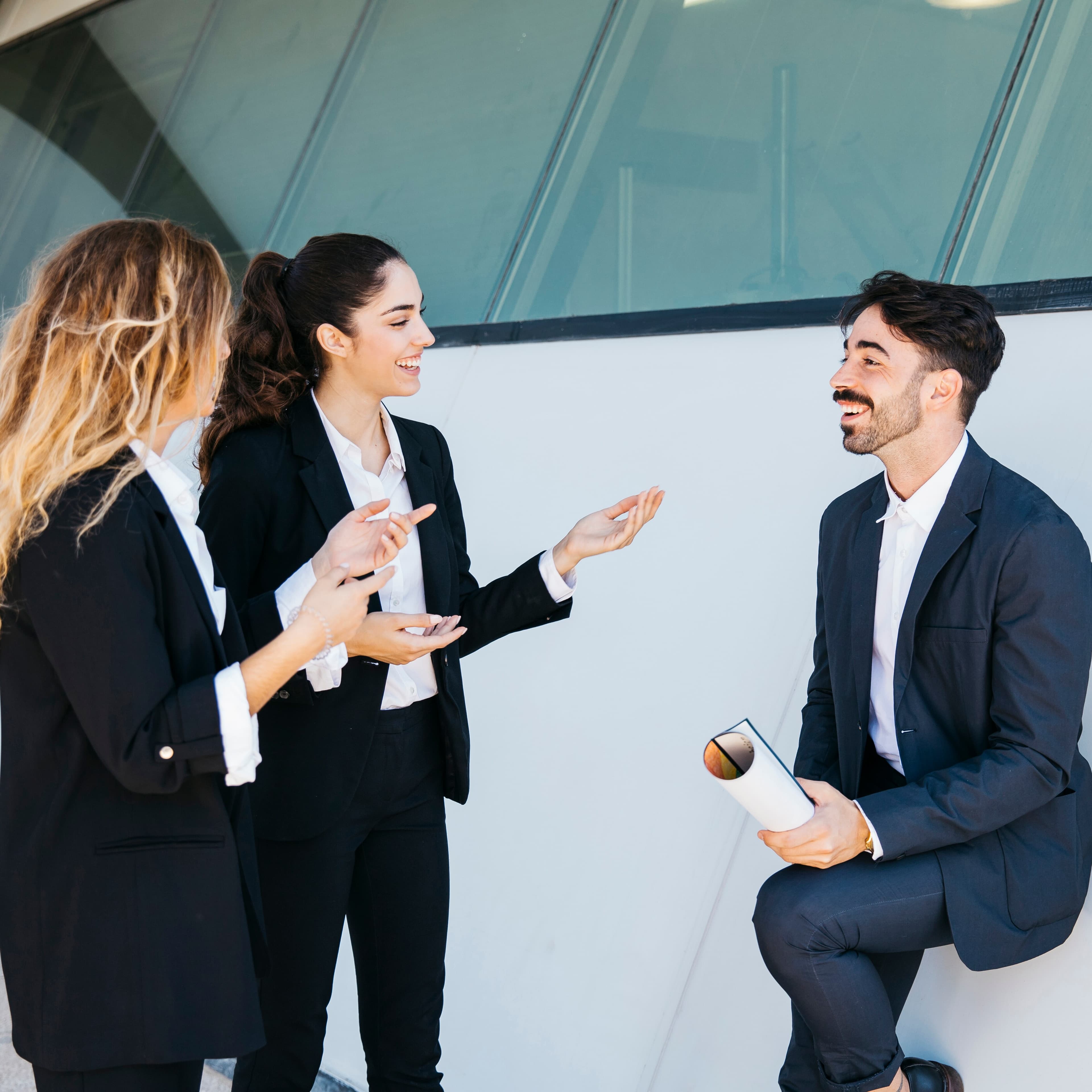 group of people speaking