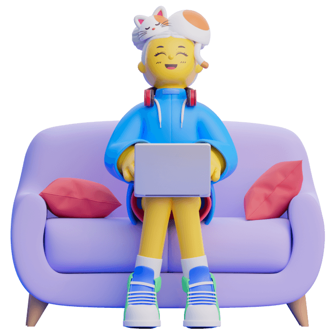 Girl With Laptop on Sofa