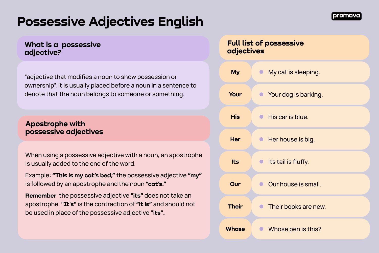 Possessive Adjectives English