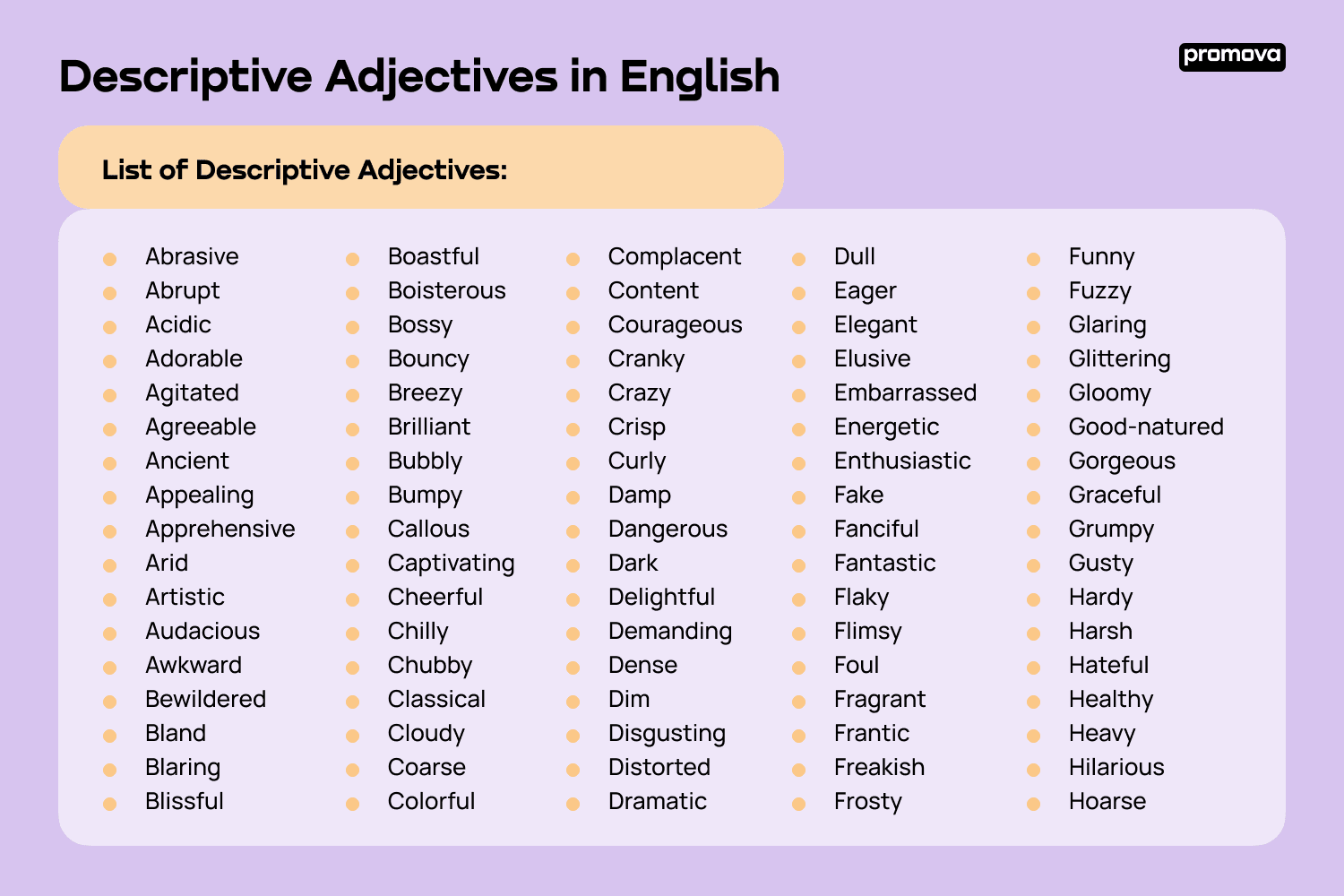 Descriptive Adjectives in English