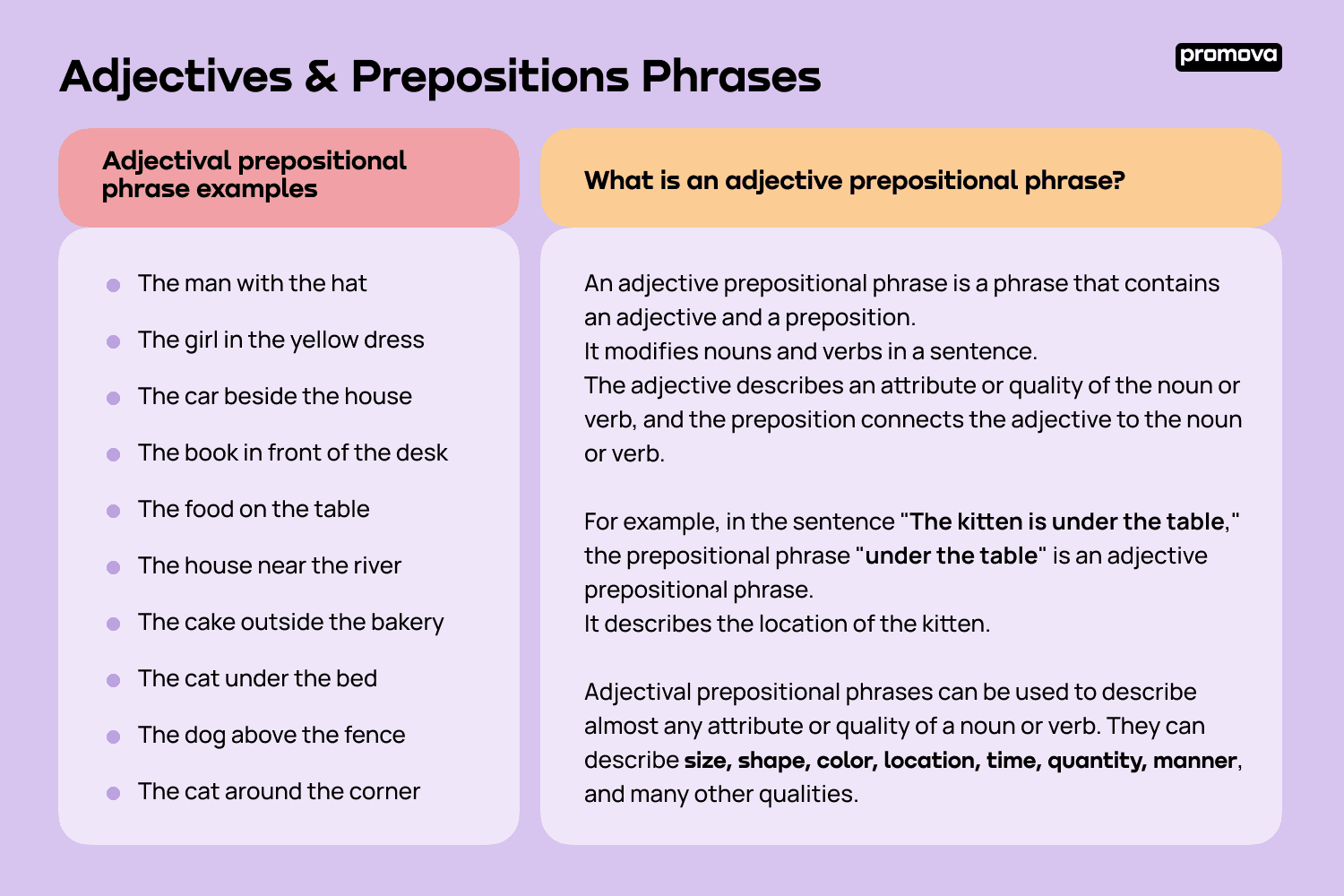 Adjectival prepositional phrase examples