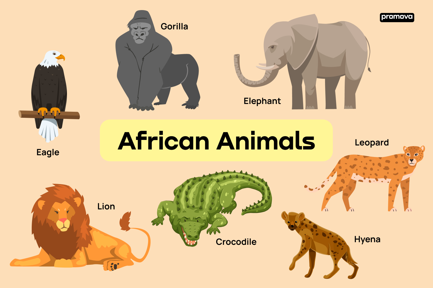 Explore African Animals: English Vocabulary Guide.