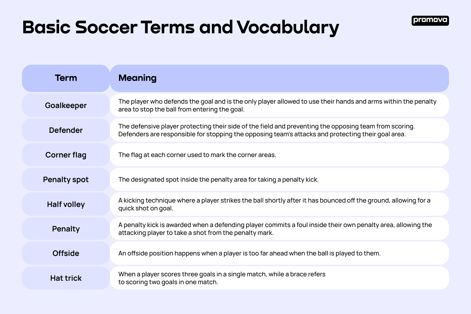 Basic Soccer Terms and Vocabulary