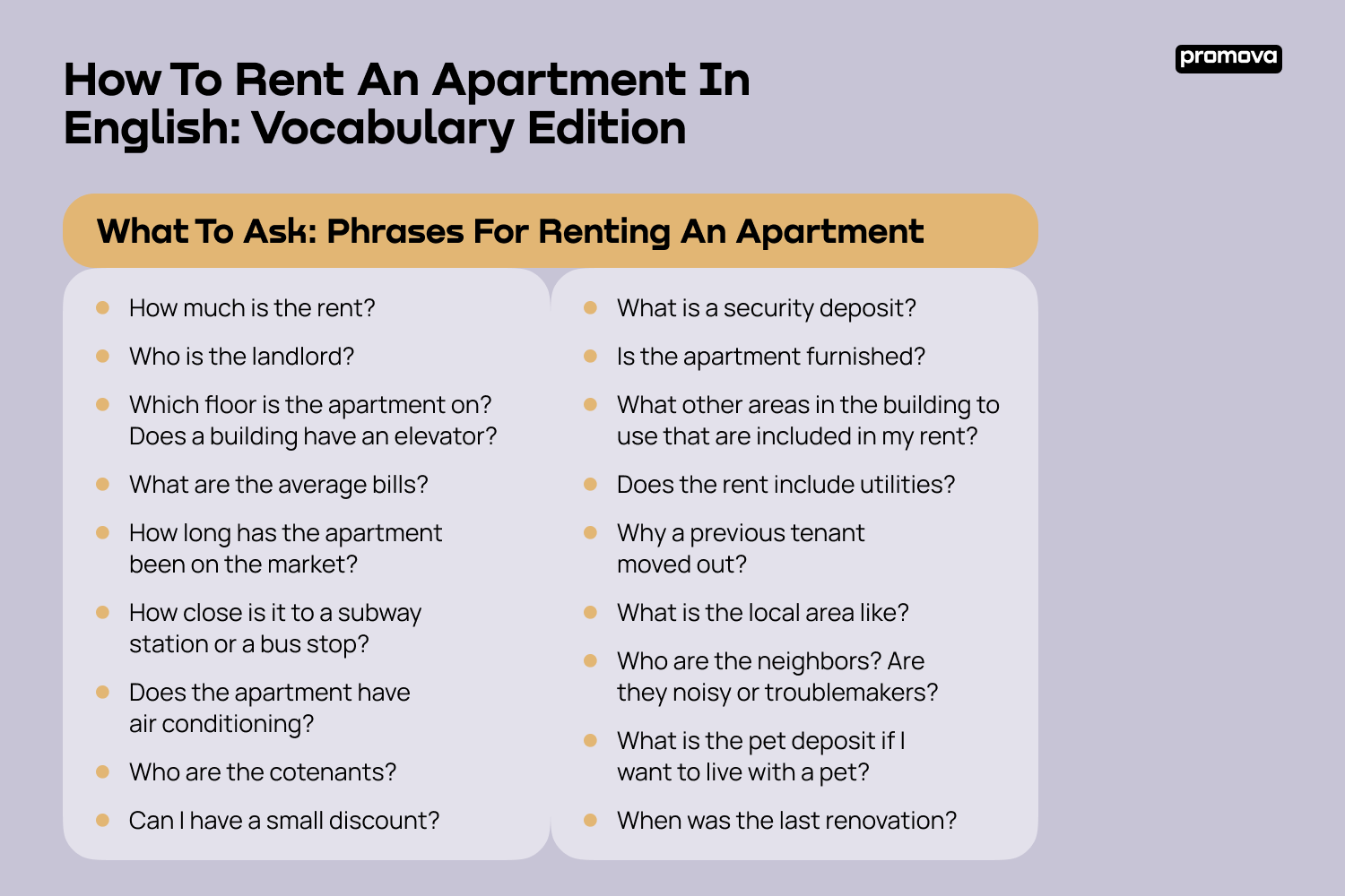 Exploring Phrases For Renting An Apartment In English