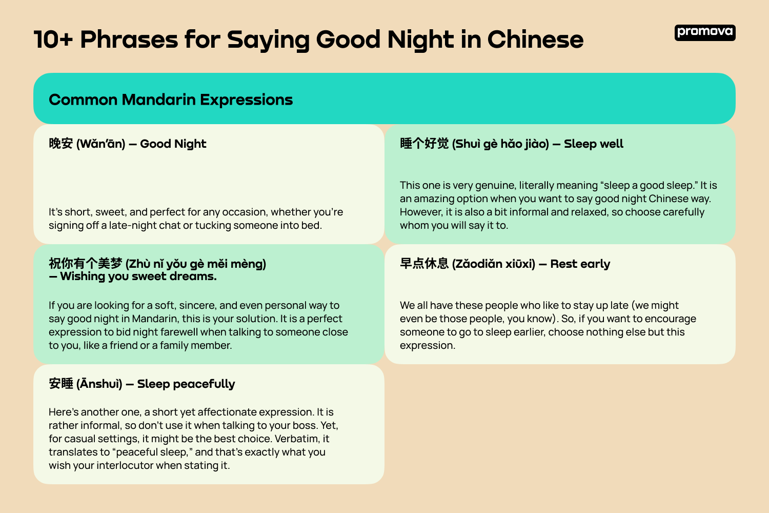 Phrases for Saying Good Night in Chinese