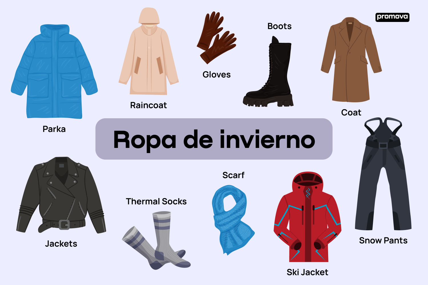 Descubre un extenso vocabulario de ropa de invierno en inglés