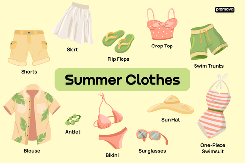 Summer Clothes and Accessories Names with Pictures • 7ESL