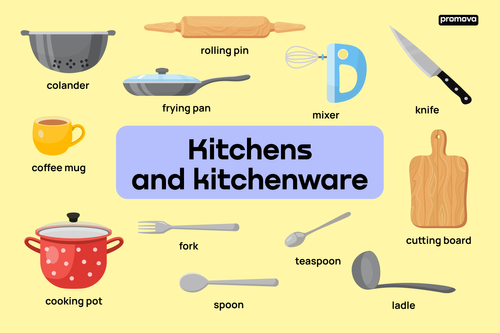 kitchen utilities, kitchen appliances, cooking - ESL worksheet by