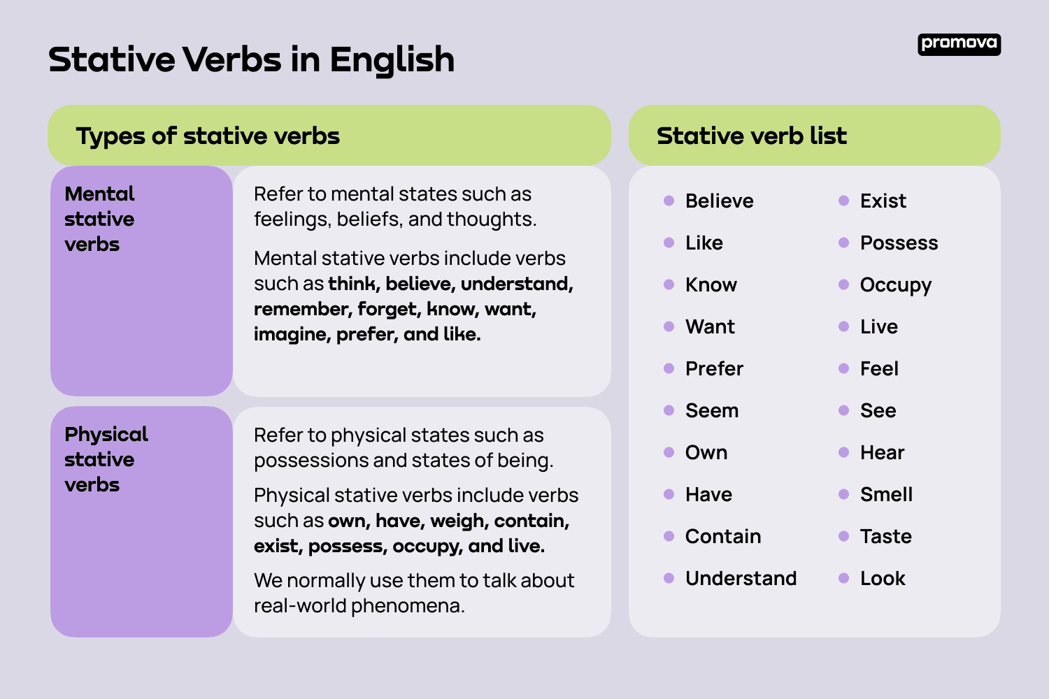 Stative Verbs in English - List & Examples | Promova